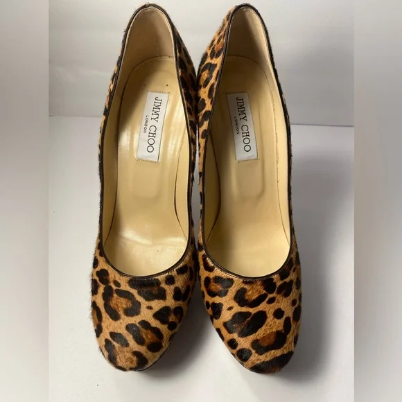 Jimmy choo pony hair leopard pumps heels 39.5
